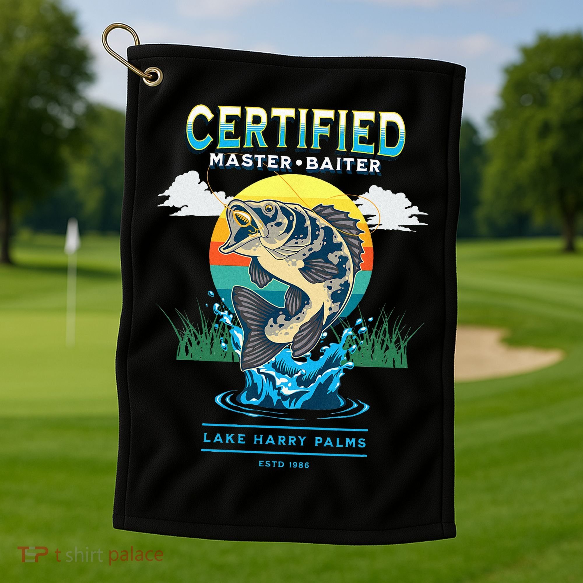 Certified Master Baiter Funny Fishing Golf Towel