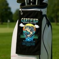Certified Master Baiter Funny Fishing Golf Towel thumb 2