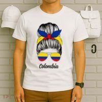 Colombia Messy Bun Cute Colombian Flag Pride Women Girls T-Shirt thumb 6