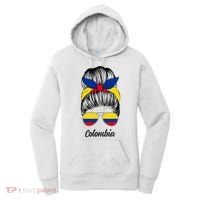 Colombia Messy Bun Cute Colombian Flag Pride Women Girls Women's Hoodie thumb 0