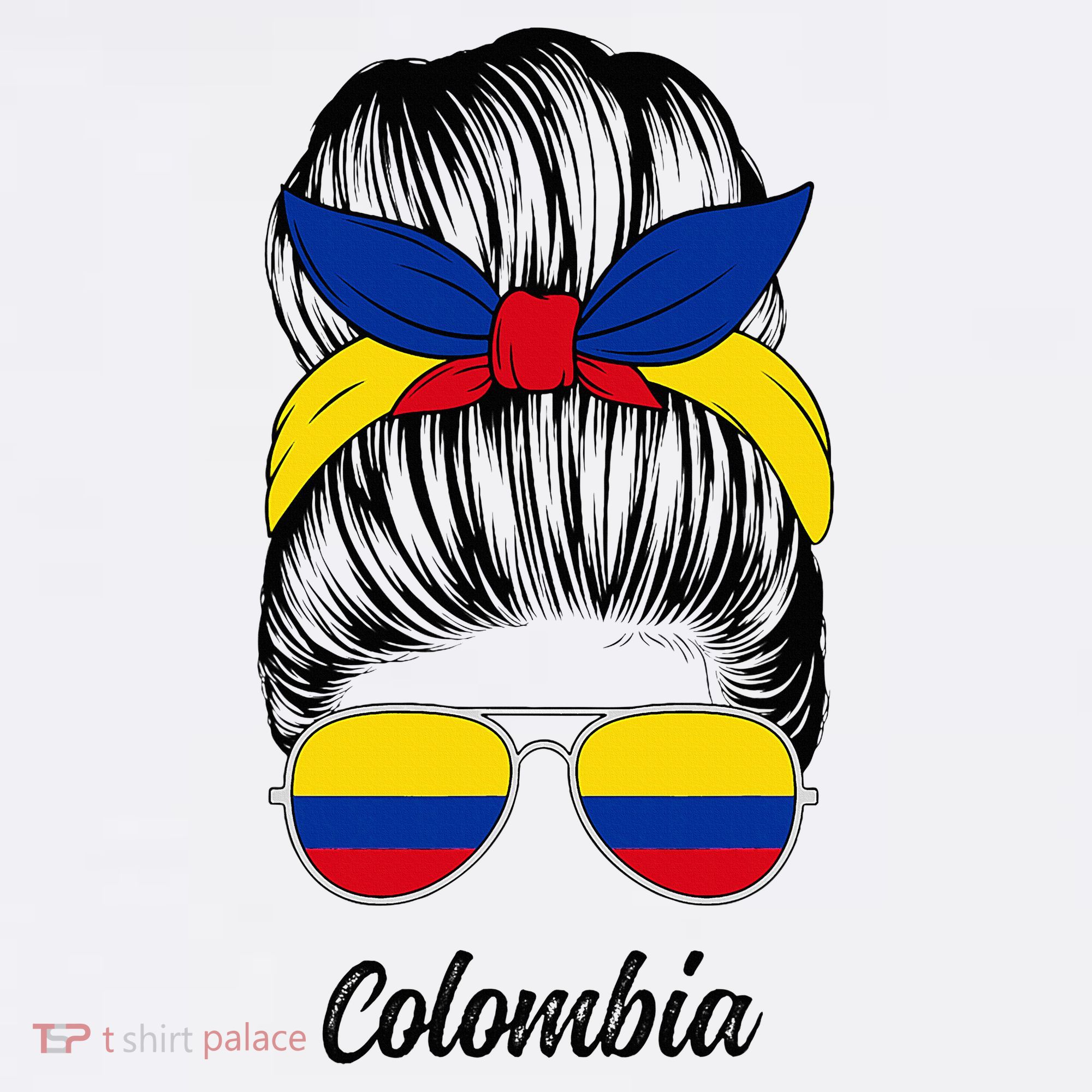 Colombia Messy Bun Cute Colombian Flag Pride Women Girls Women's Tank Top