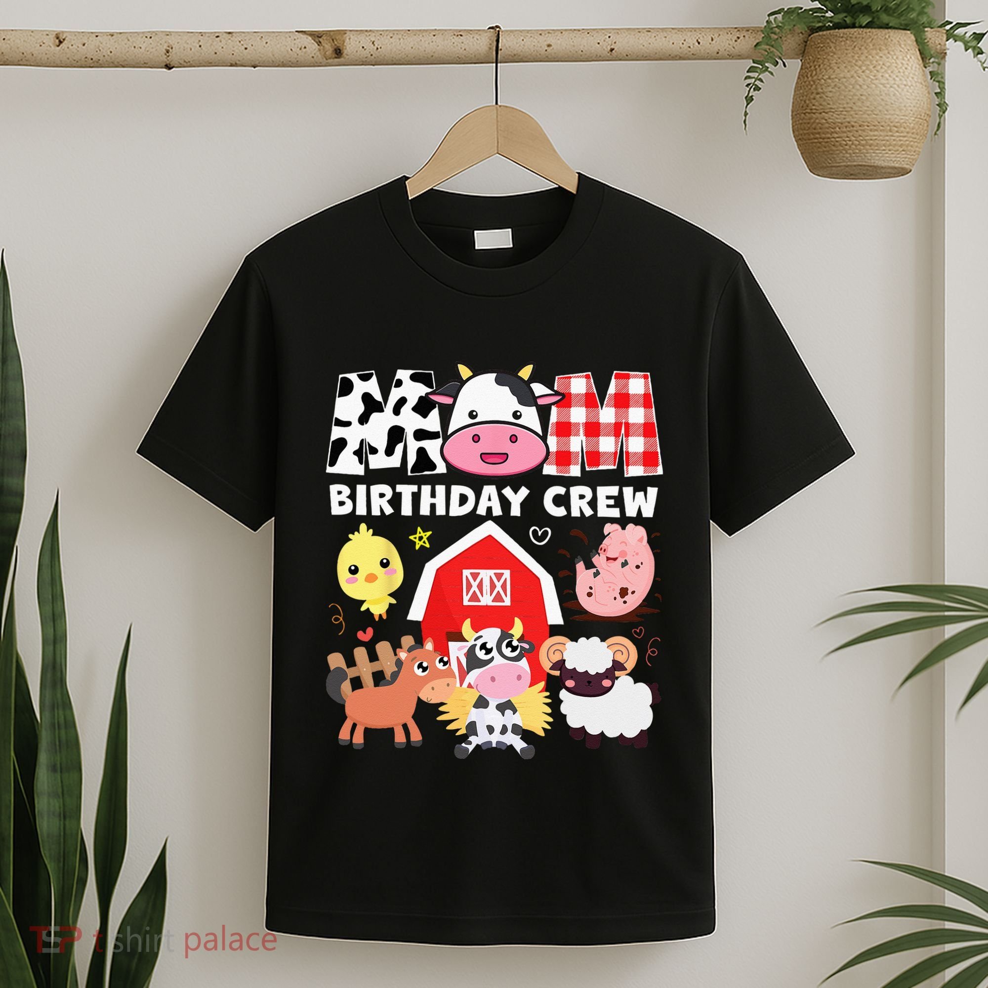 Cow Mom Birthday Crew Farm Theme Animals Kids Birthday Party T-Shirt