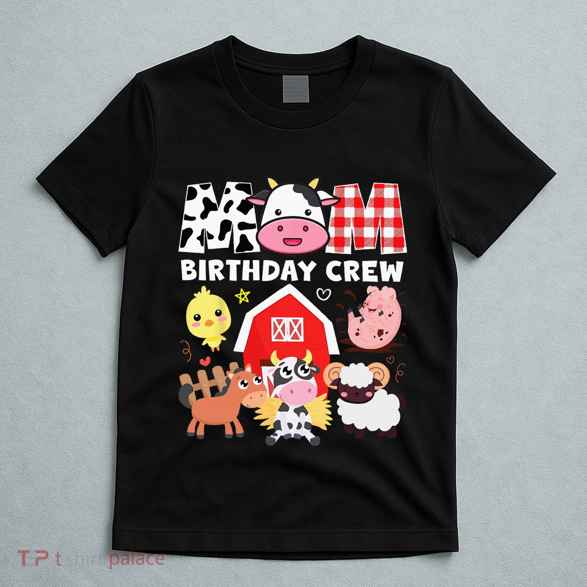 Cow Mom Birthday Crew Farm Theme Animals Kids Birthday Party T-Shirt