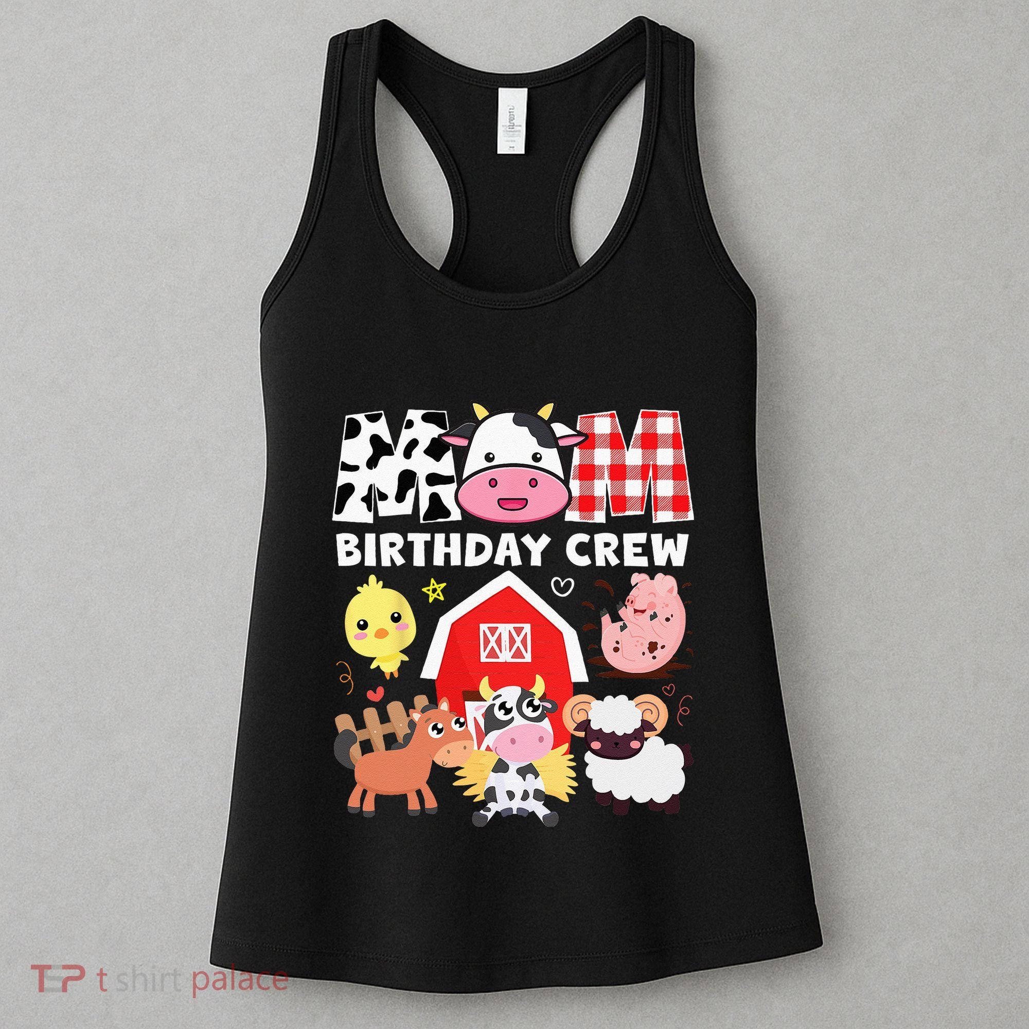 Cow Mom Birthday Crew Farm Theme Animals Kids Birthday Party Women's Tank Top
