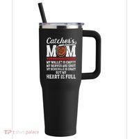 Catcher's Mom Baseball Catcher Mom Baseball Catcher Mother 40oz Vacuum Insulated Stainless Steel Travel Tumbler thumb 0