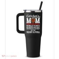 Catcher's Mom Baseball Catcher Mom Baseball Catcher Mother 40oz Vacuum Insulated Stainless Steel Travel Tumbler thumb 2