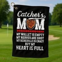 Catcher's Mom Baseball Catcher Mom Baseball Catcher Mother Golf Towel thumb 1