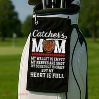Catcher's Mom Baseball Catcher Mom Baseball Catcher Mother Golf Towel thumb 2