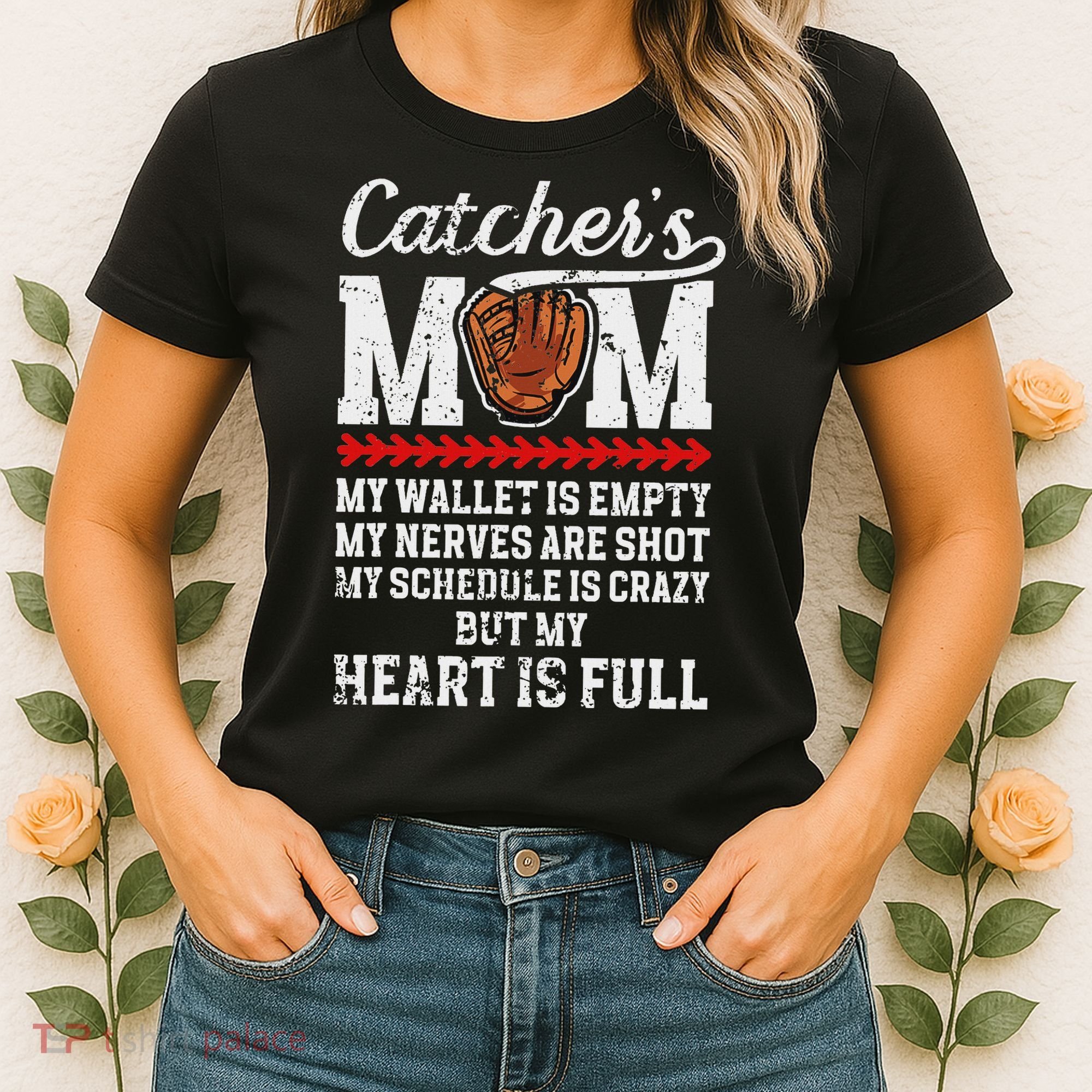 Catcher's Mom Baseball Catcher Mom Baseball Catcher Mother Women's T-Shirt