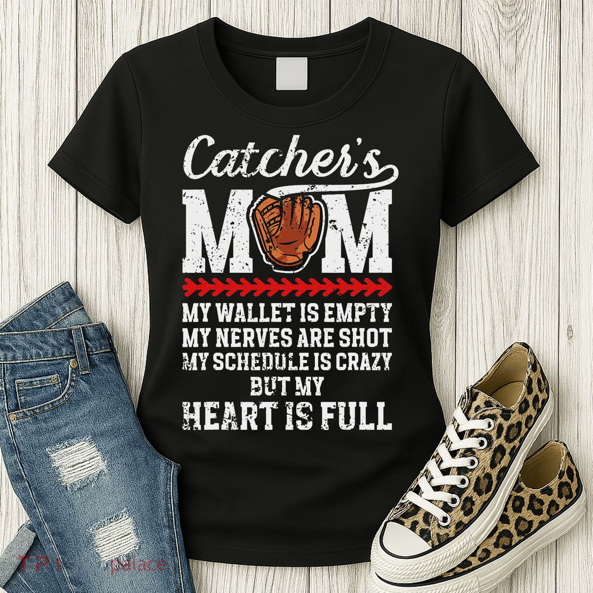 Catcher's Mom Baseball Catcher Mom Baseball Catcher Mother Women's T-Shirt