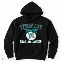 Cancer Month Baseball Strike Out Ovarian Cancer Hoodie thumb 0
