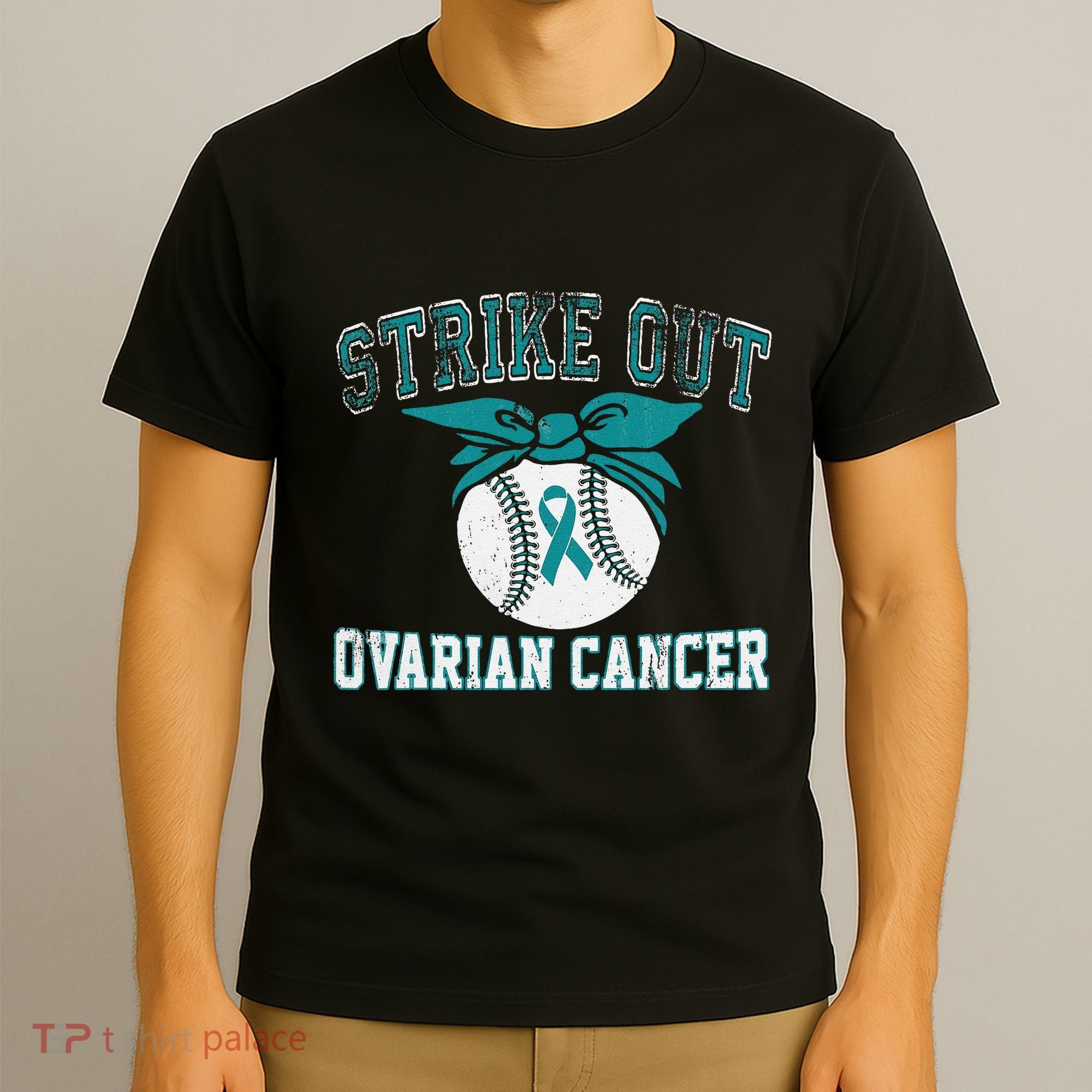 Cancer Month Baseball Strike Out Ovarian Cancer T-Shirt