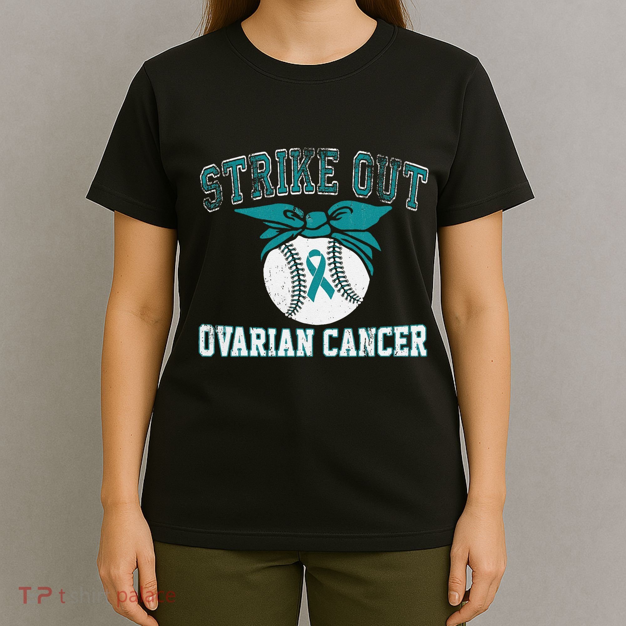Cancer Month Baseball Strike Out Ovarian Cancer T-Shirt