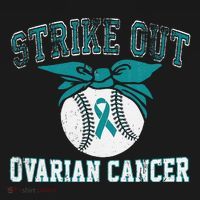 Cancer Month Baseball Strike Out Ovarian Cancer T-Shirt thumb 7