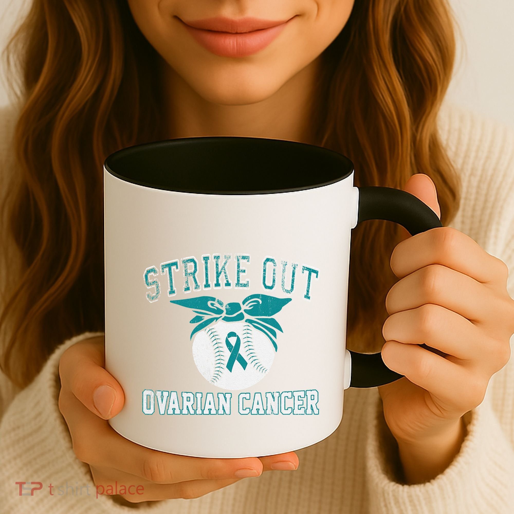 Cancer Month Baseball Strike Out Ovarian Cancer Coffee Mug