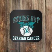 Cancer Month Baseball Strike Out Ovarian Cancer Coaster thumb 0
