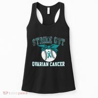 Cancer Month Baseball Strike Out Ovarian Cancer Women's Tank Top thumb 0