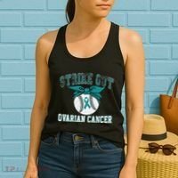 Cancer Month Baseball Strike Out Ovarian Cancer Women's Tank Top thumb 2