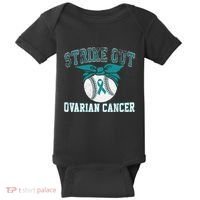 Cancer Month Baseball Strike Out Ovarian Cancer Baby Bodysuit thumb 0
