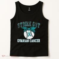 Cancer Month Baseball Strike Out Ovarian Cancer Tank Top thumb 2