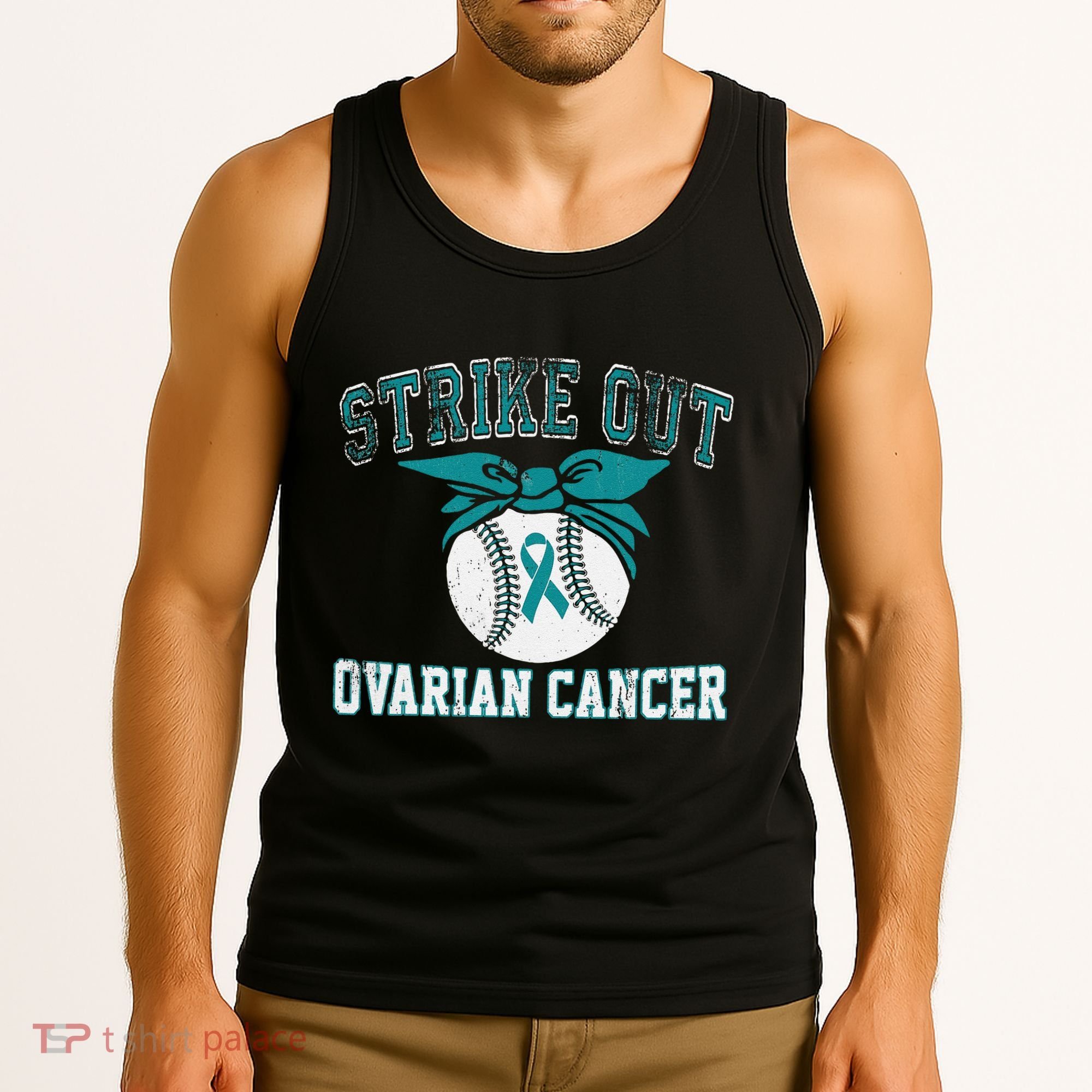 Cancer Month Baseball Strike Out Ovarian Cancer Tank Top