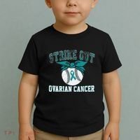 Cancer Month Baseball Strike Out Ovarian Cancer Toddler T-Shirt thumb 2