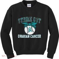Cancer Month Baseball Strike Out Ovarian Cancer Kids Sweatshirt thumb 0