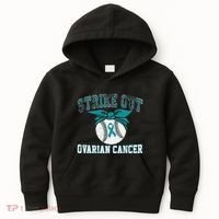 Cancer Month Baseball Strike Out Ovarian Cancer Kids Hoodie thumb 0