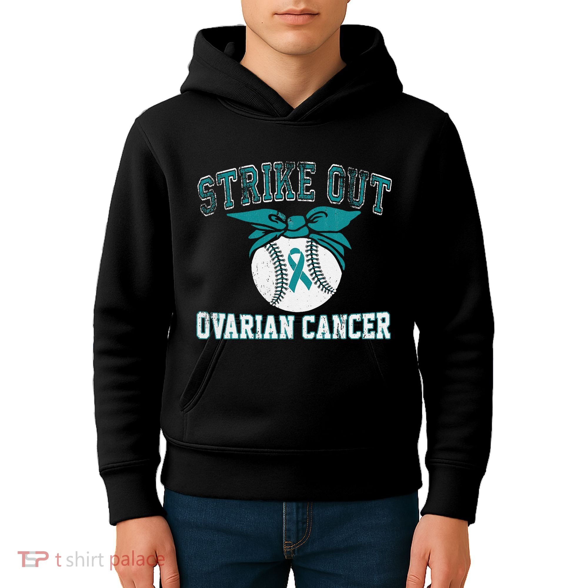 Cancer Month Baseball Strike Out Ovarian Cancer Kids Hoodie