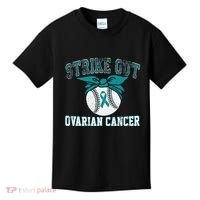 Cancer Month Baseball Strike Out Ovarian Cancer Kids T-Shirt thumb 0