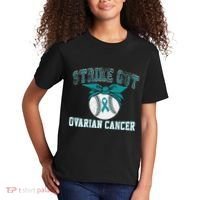 Cancer Month Baseball Strike Out Ovarian Cancer Kids T-Shirt thumb 2
