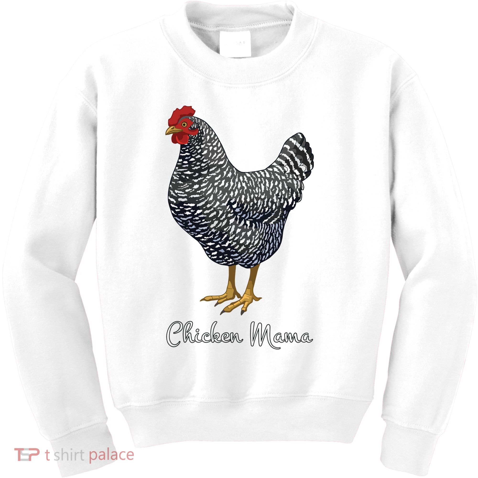 Chicken Mama Black Barred Plymouth Rock Hen Mom Bird Lovers Kids Sweatshirt