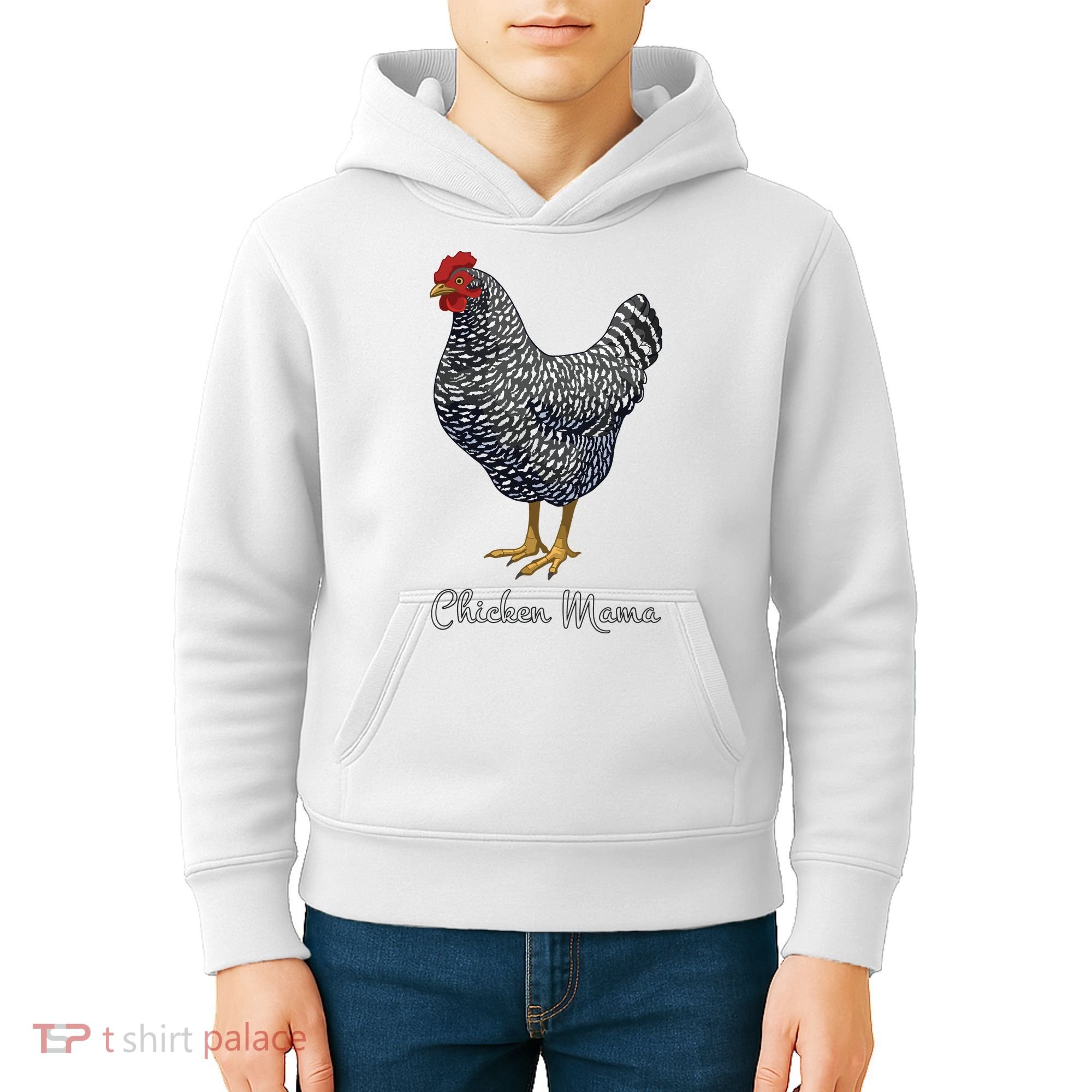 Chicken Mama Black Barred Plymouth Rock Hen Mom Bird Lovers Kids Hoodie