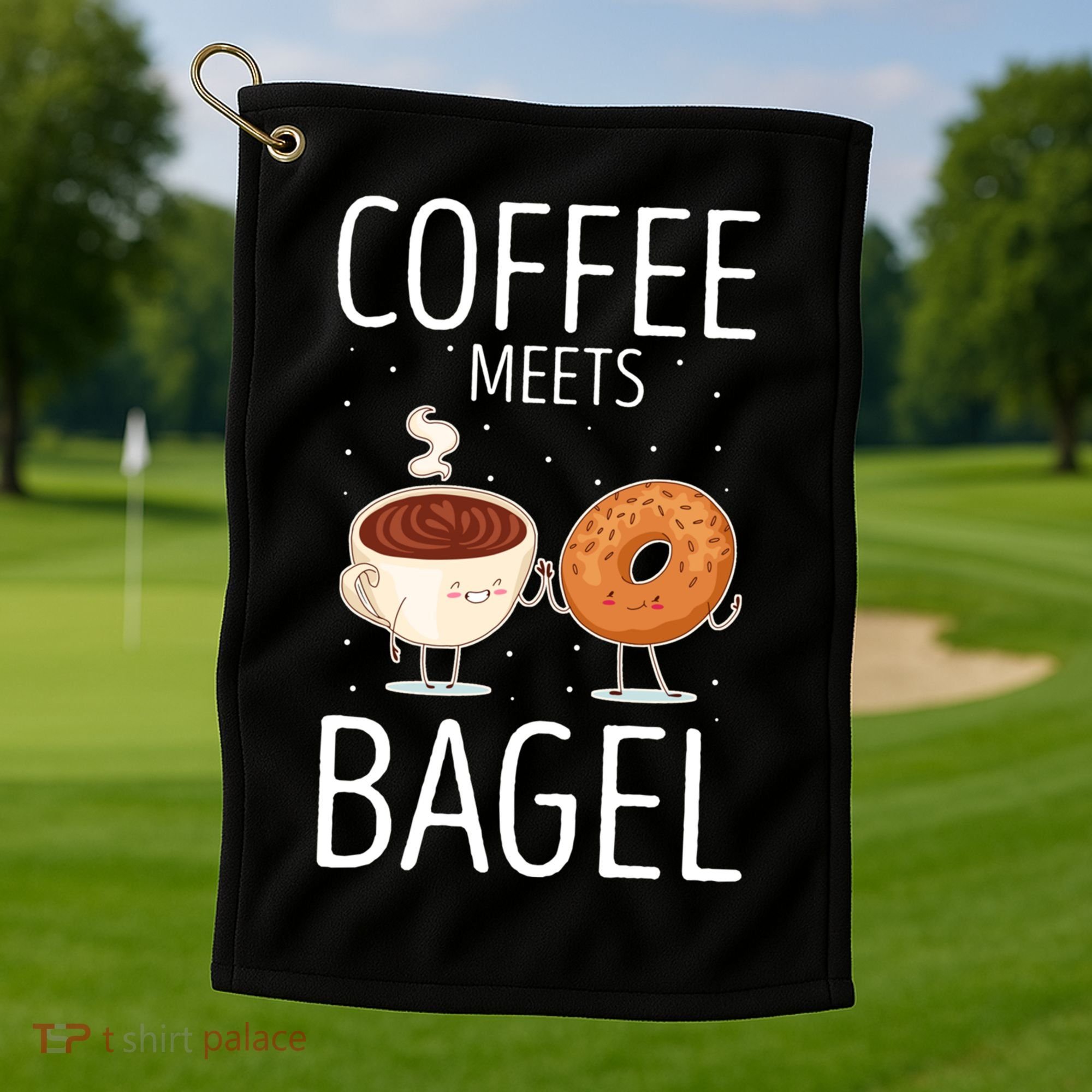 Coffee Meets Bagel Baking Bagel Lover Baker Bagels Dough Cute Gift Golf Towel