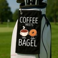 Coffee Meets Bagel Baking Bagel Lover Baker Bagels Dough Cute Gift Golf Towel thumb 2