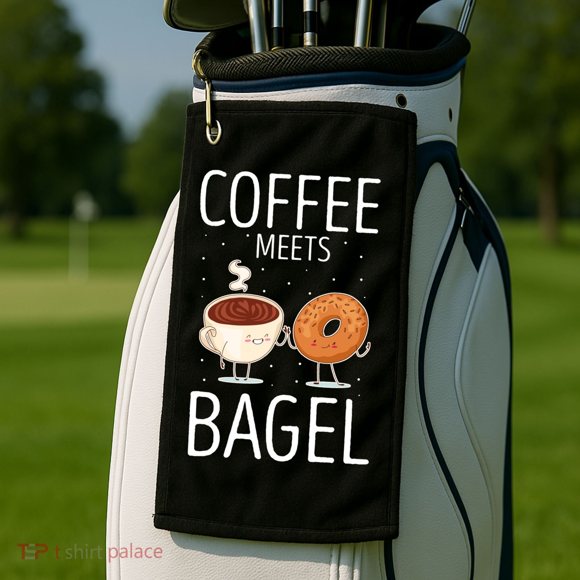 Coffee Meets Bagel Baking Bagel Lover Baker Bagels Dough Cute Gift Golf Towel