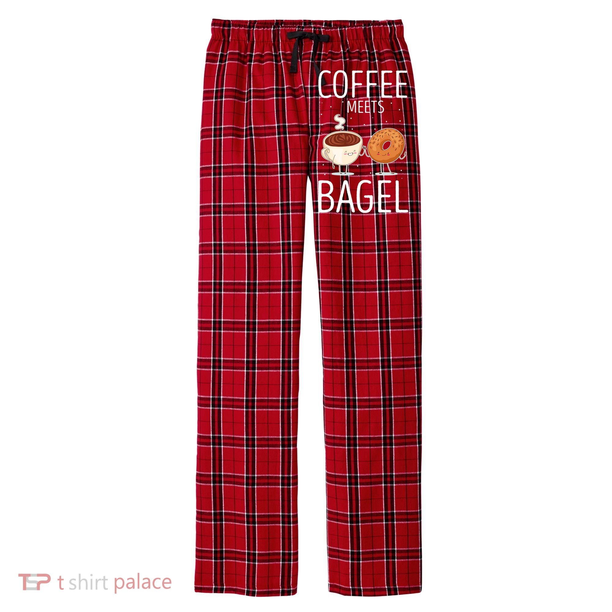Coffee Meets Bagel Baking Bagel Lover Baker Bagels Dough Cute Gift Men's Flannel Plaid Pajama Pants