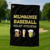 Classic Milwaukee Baseball & Beer Fan Retro Wisconsin Golf Towel thumb 1