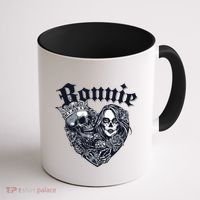 Couple Matching Bonnie & Clyde Chicano Style Heart Tattoo Outfit For Couples Coffee Mug thumb 1