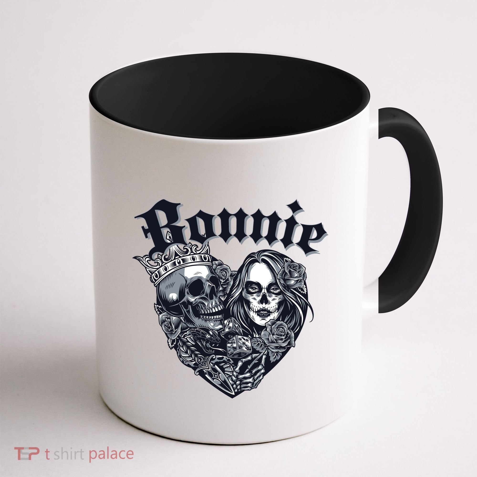 Couple Matching Bonnie & Clyde Chicano Style Heart Tattoo Outfit For Couples Coffee Mug