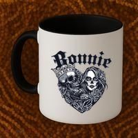 Couple Matching Bonnie & Clyde Chicano Style Heart Tattoo Outfit For Couples Coffee Mug thumb 2