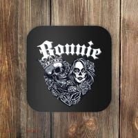 Couple Matching Bonnie & Clyde Chicano Style Heart Tattoo Outfit For Couples Coaster thumb 0