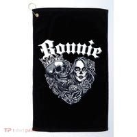 Couple Matching Bonnie & Clyde Chicano Style Heart Tattoo Outfit For Couples Golf Towel thumb 0