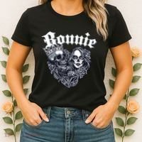Couple Matching Bonnie & Clyde Chicano Style Heart Tattoo Outfit For Couples Women's T-Shirt thumb 2