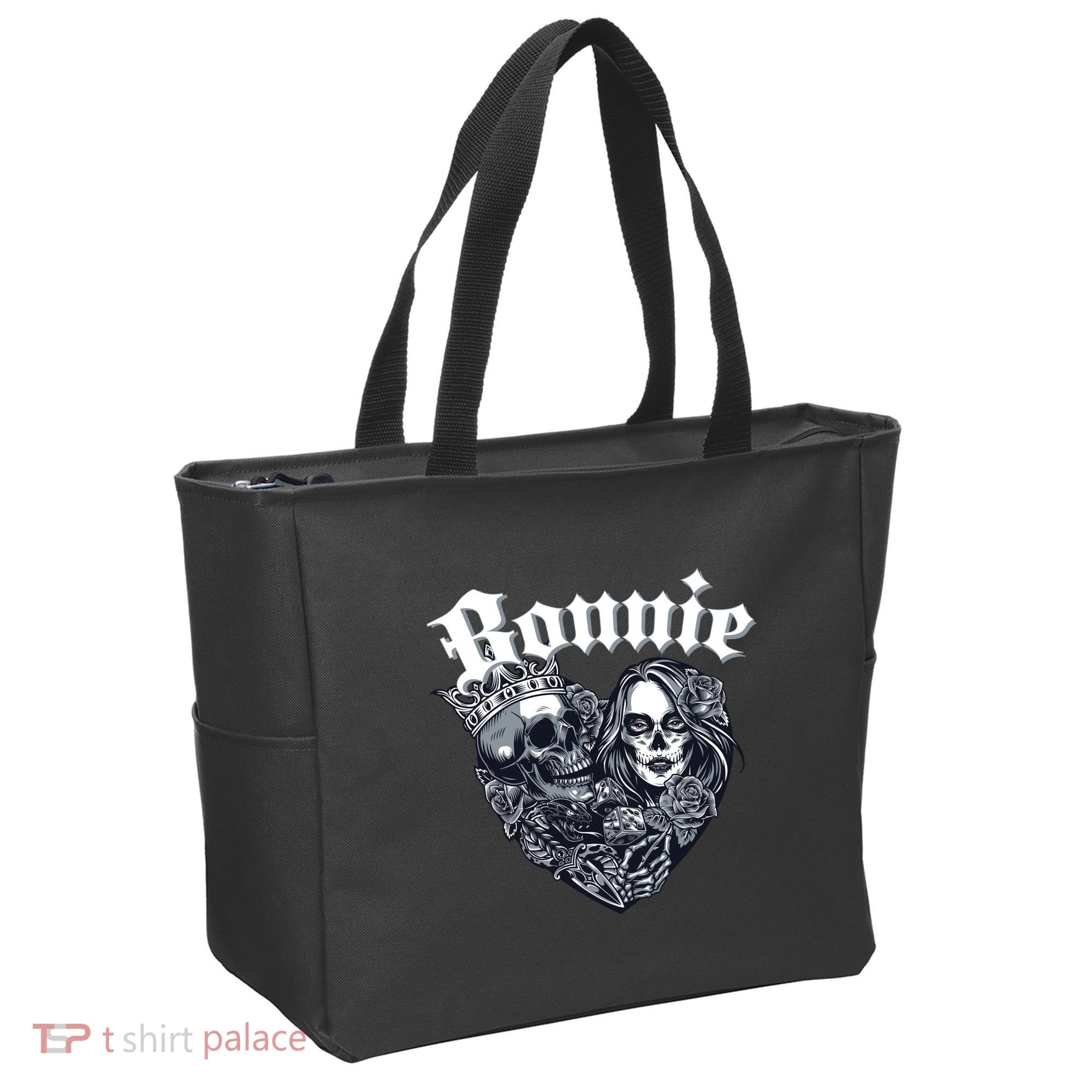 Couple Matching Bonnie & Clyde Chicano Style Heart Tattoo Outfit For Couples Tote Bag