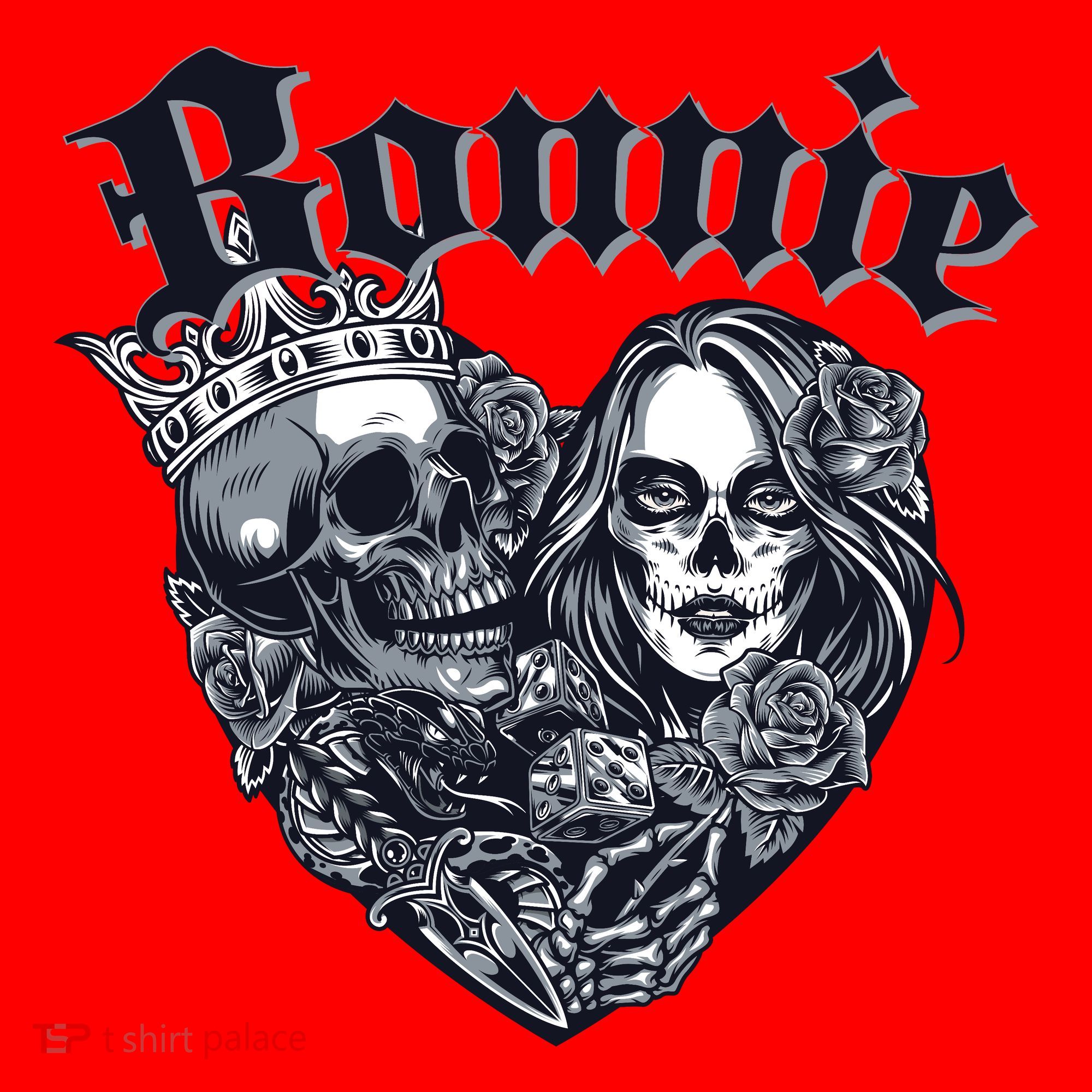 Couple Matching Bonnie & Clyde Chicano Style Heart Tattoo Outfit For Couples Santa Hat