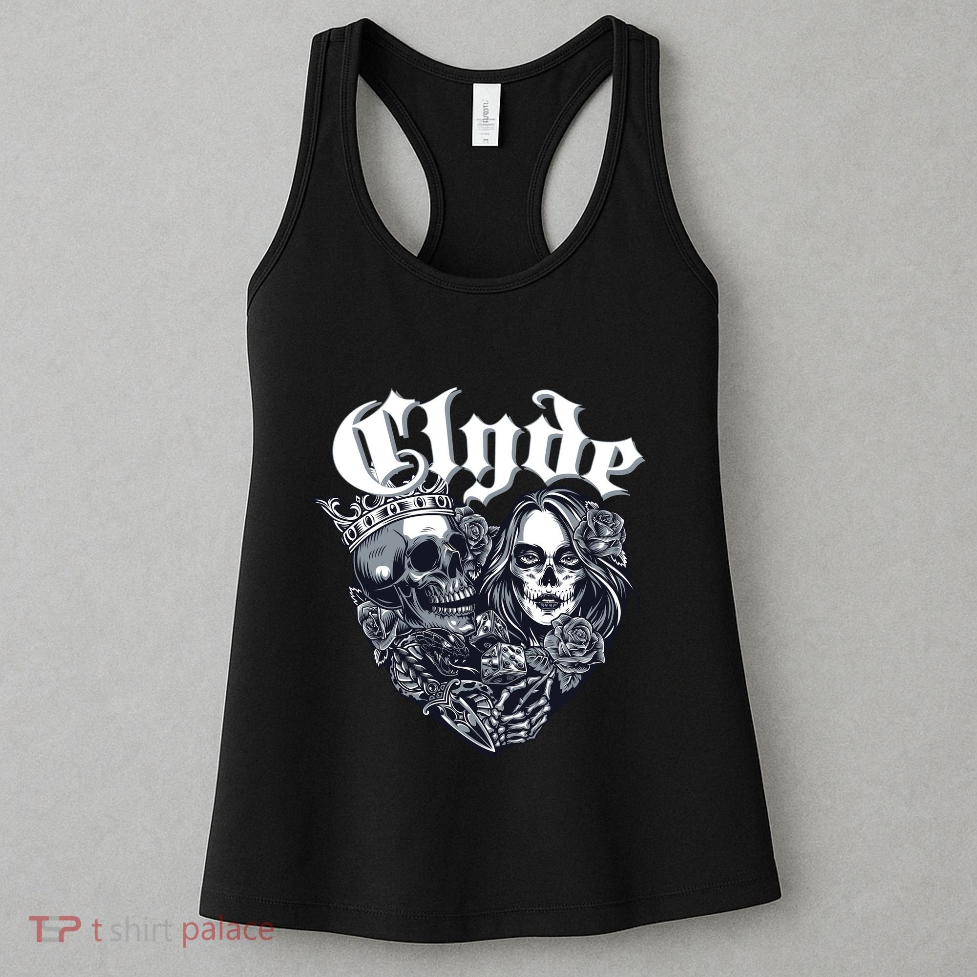Couple Matching Bonnie & Clyde Chicano Style Heart Tattoo Outfit For Couples Women's Tank Top