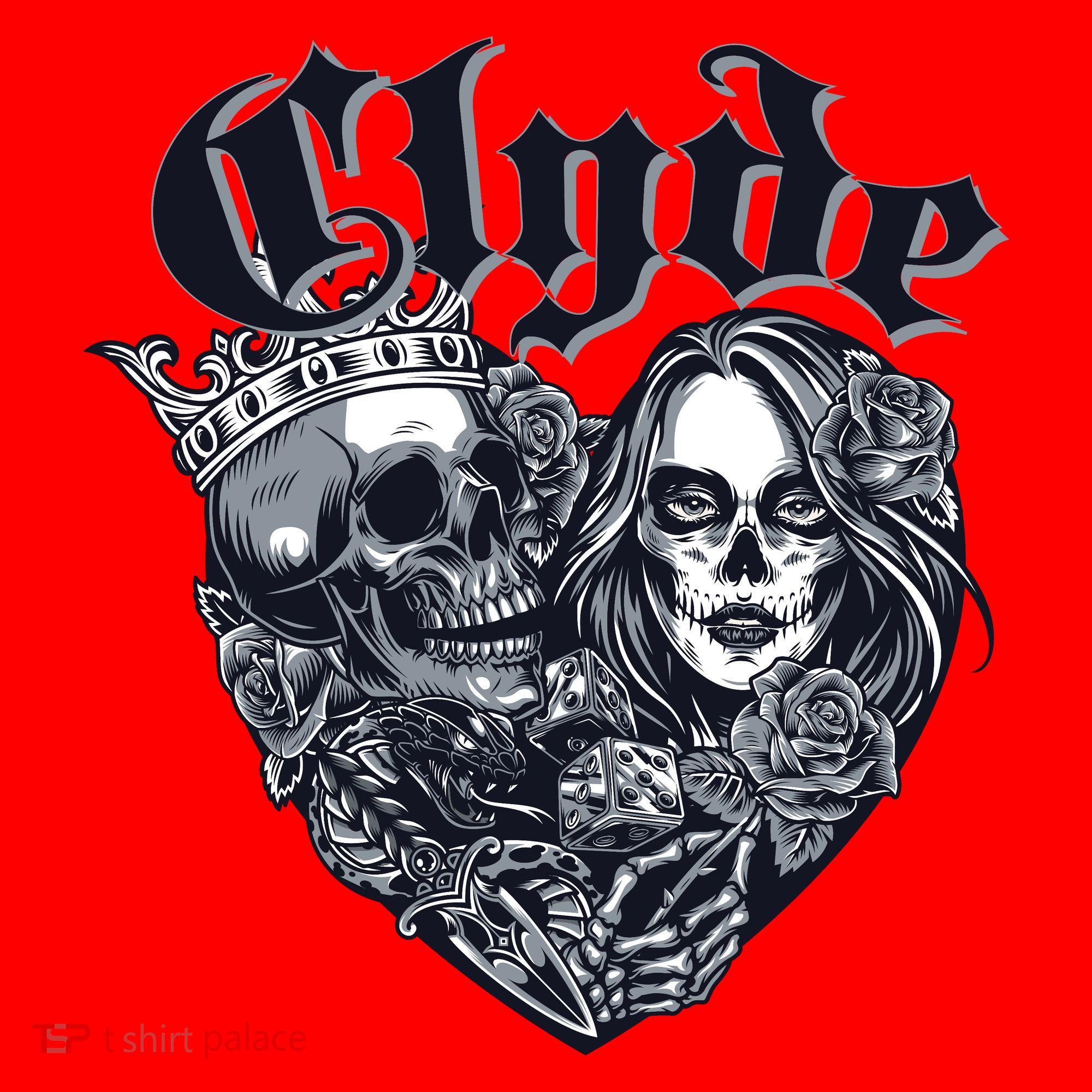Couple Matching Bonnie & Clyde Chicano Style Heart Tattoo Outfit For Couples Santa Hat