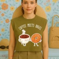Coffee Meets Bagel Bagels Garment-Dyed Women's Muscle Tee thumb 4