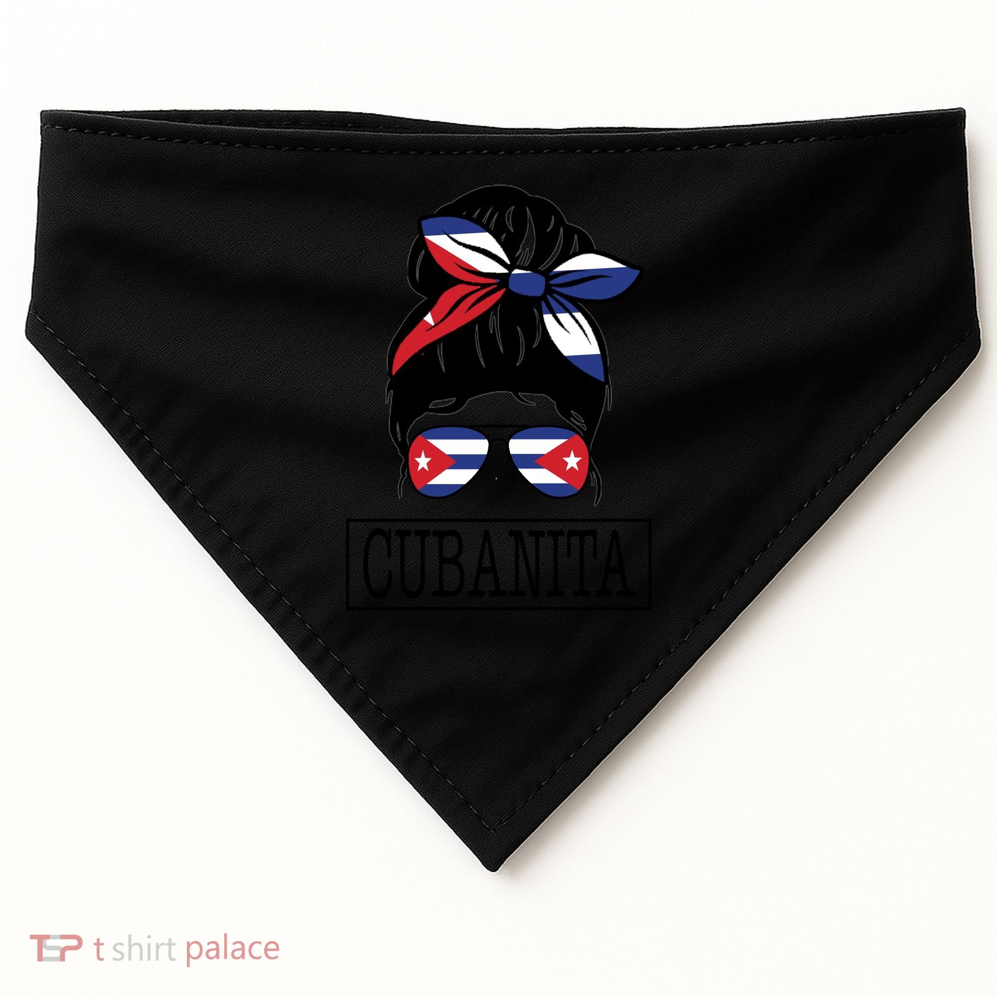 Cubanita Messy Bun Cuban Flag Cuba USA-Made Doggie Bandana